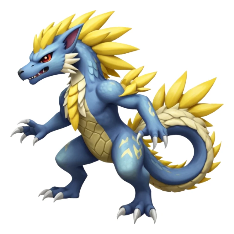 Scaly rough angry serene Asian painted scaly Manectric-Solgaleo-Electrike-Furfrou-Fakemon-fusion, full body sticker