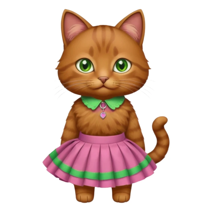Brown cat wearing a skirt sticker