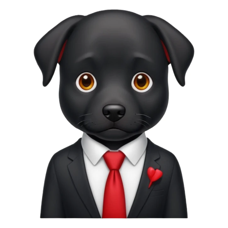 black dog with red tie,white shirt sticker