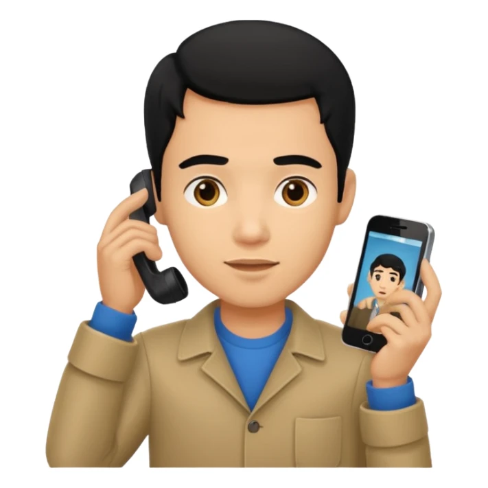 ligh skin black hair man calling with her phone sticker