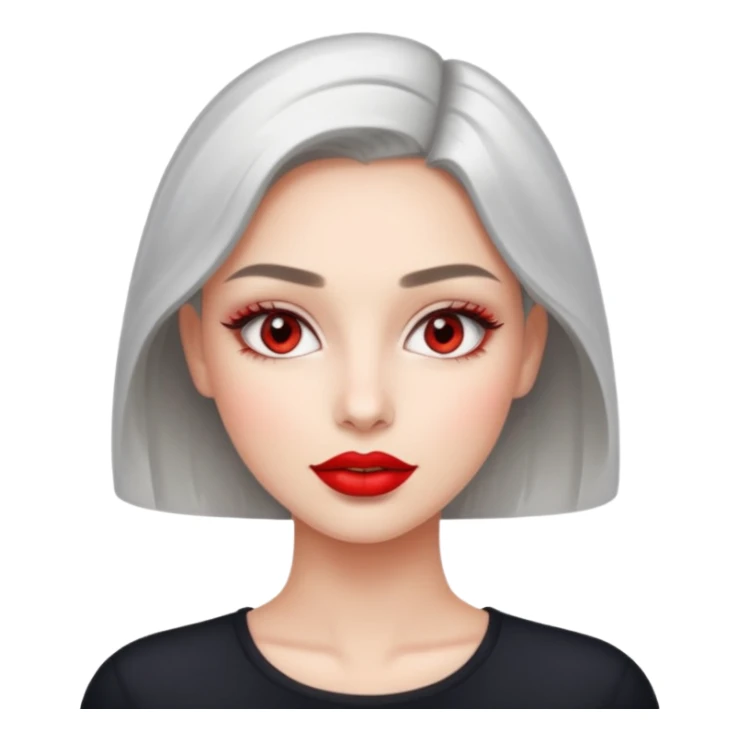 She is a cool and confident young woman with sparkling light gray eyes and fair, smooth skin. She is very beautiful. sticker