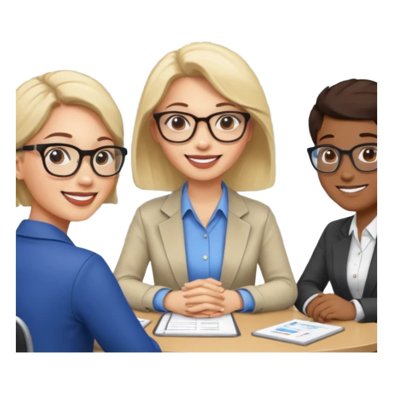 a woman developer in a meeting with others developers sticker