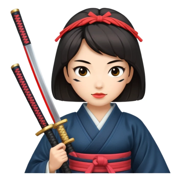 lady samurai holds katana japanese traditional clothing sticker