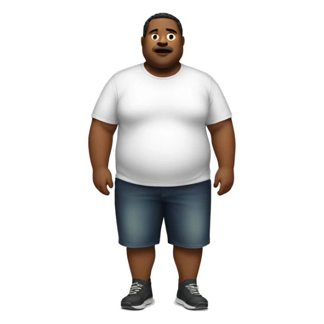 a fat man wear a fat text tshirt sticker