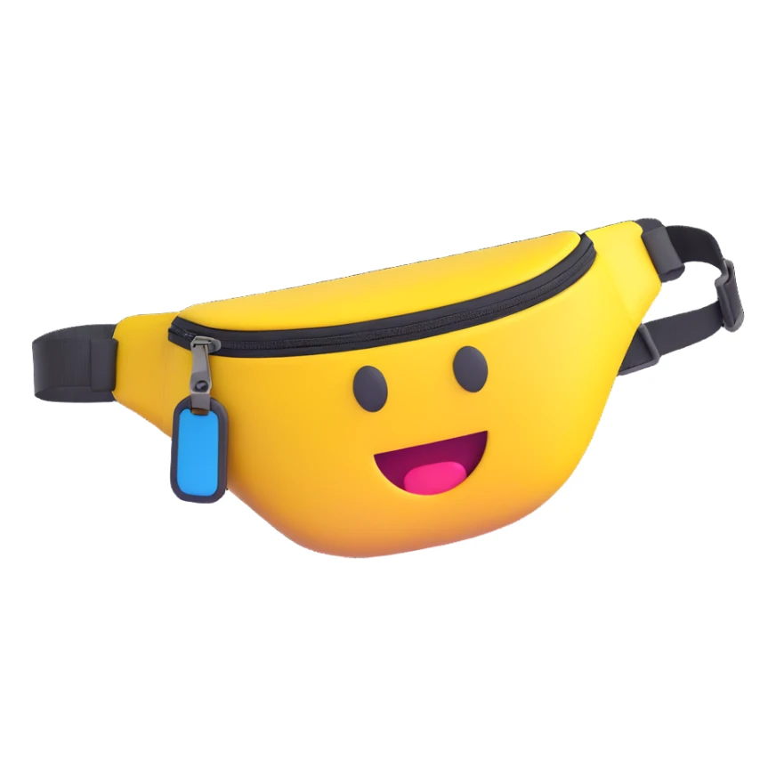 waist bag with soft shading in 3D emoji style sticker