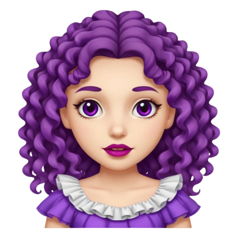 Very beautiful girl – With long, tight curls – Purplish dark circles – Slightly purple gums – Thin lips – She wore a ruffled skirt.” sticker