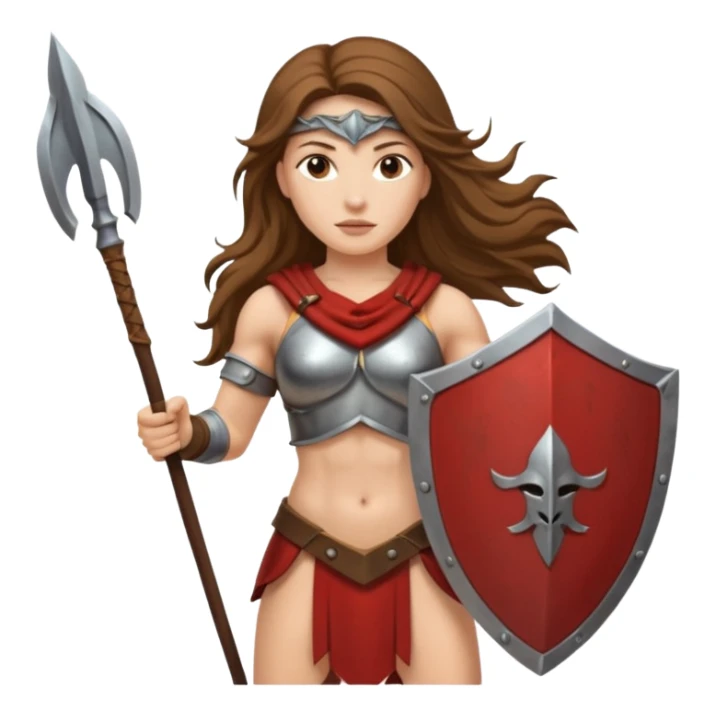 long haired woman spartan warrior holding spear and shield sticker