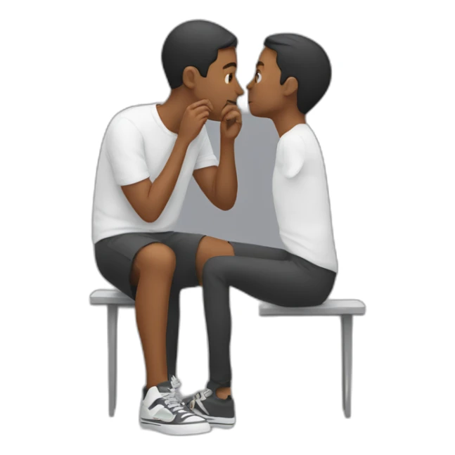 one person sitting sniffs another person above the knees sticker