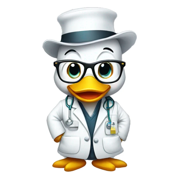 A cute duck wearing  glasses and labcoat sticker