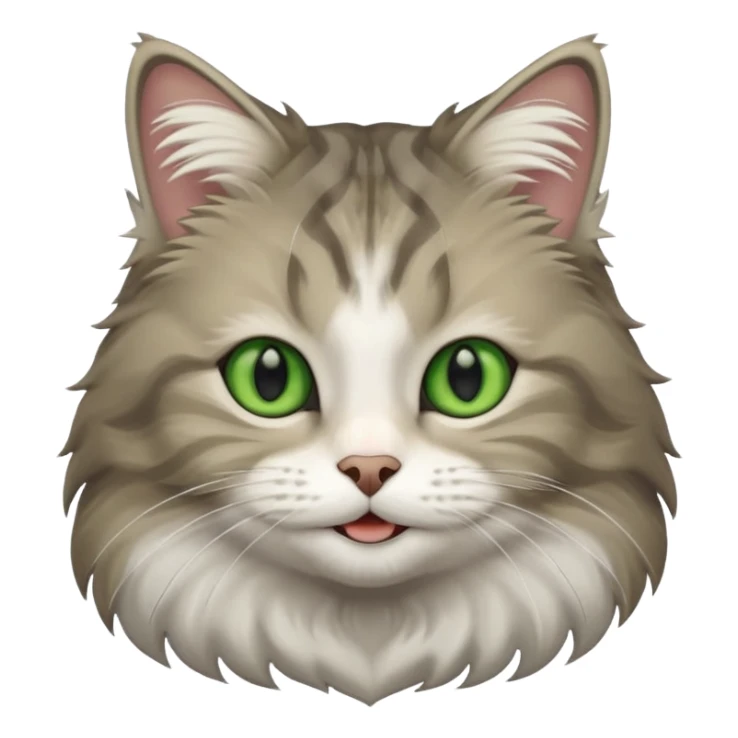 Siberian forest cat grey and white with white around eyes and green eyes smiling sticker