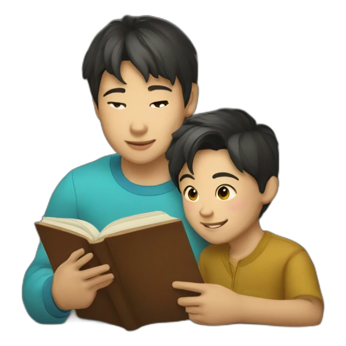kazakh Boy read a book with takiya sticker