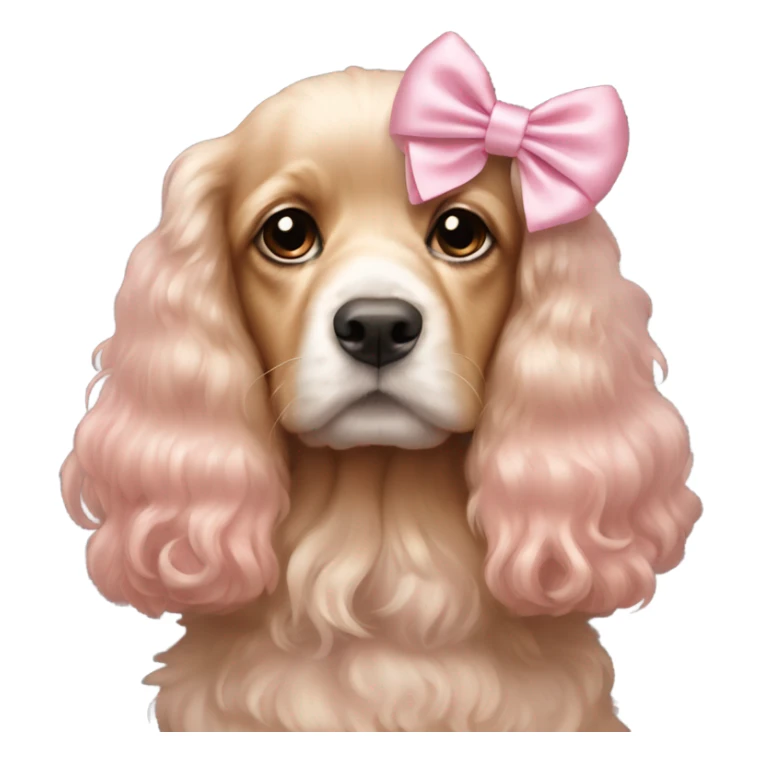 light pink bow on cockerspanial sticker