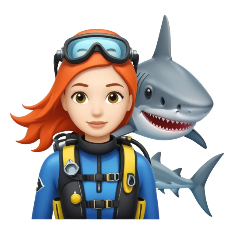 A scuba girl and a shark sticker
