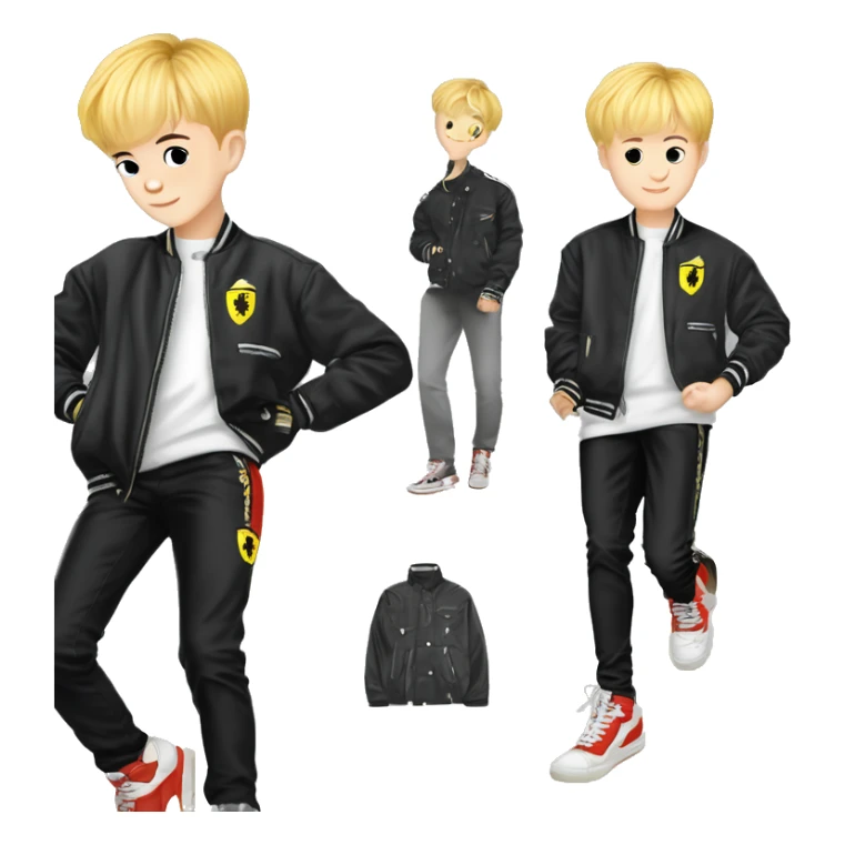 Kpop idol group nct dream name jeno wear a ferrari jacket  sticker