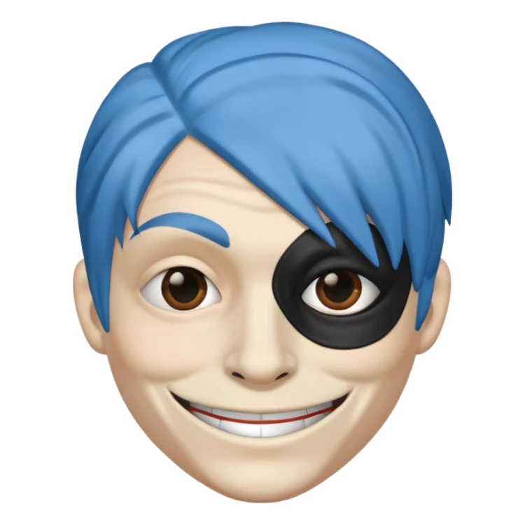 blue haired criminal with robber mask and smirk sticker