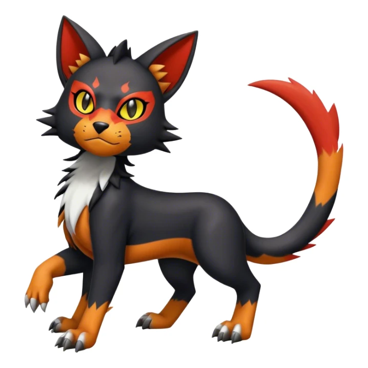 Cool edgy Torracat-Houndour-Litten-Digimon, full body sticker