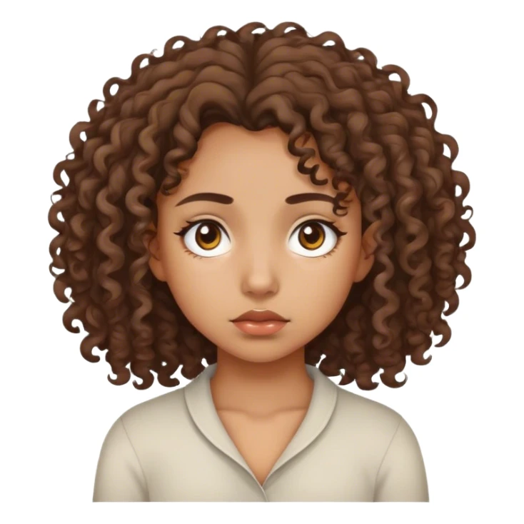 Tired eyes mixed race girl medium curly hair  sticker