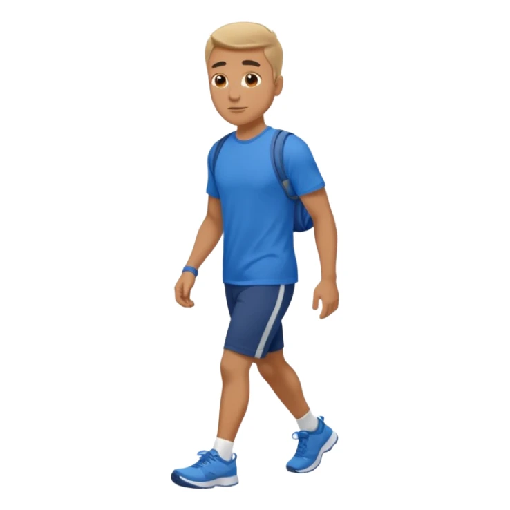 man walking with blue t-shirt  sticker