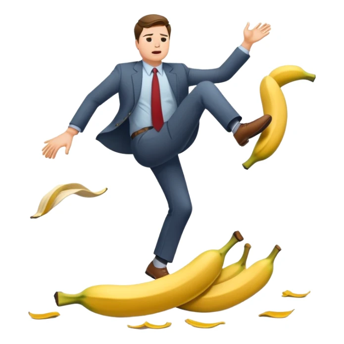 JD Vance falling backwards with one foot slipping on a single banana peel on the ground sticker