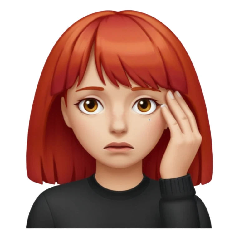 This emoji 🤦‍♀️ but with red hair and bangs  sticker