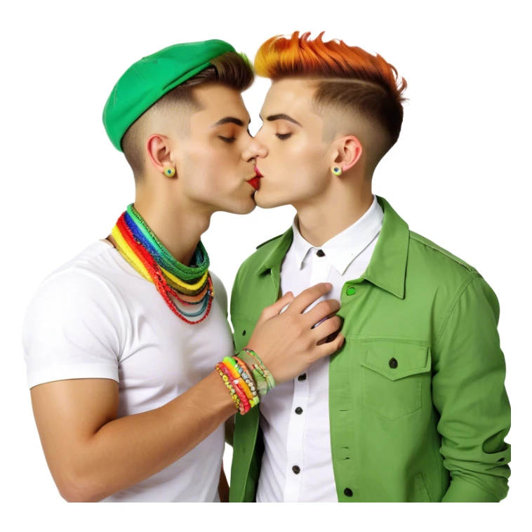 Two kissing gay young men sticker