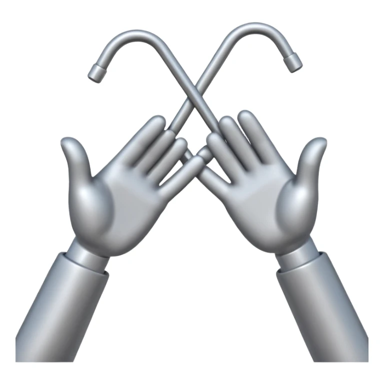 Apple-style 3D emoji showing two cartoon hands bending a thin metal or plastic rod, with small motion lines around the center to show tension and bending force, dynamic and expressive design, no background. sticker