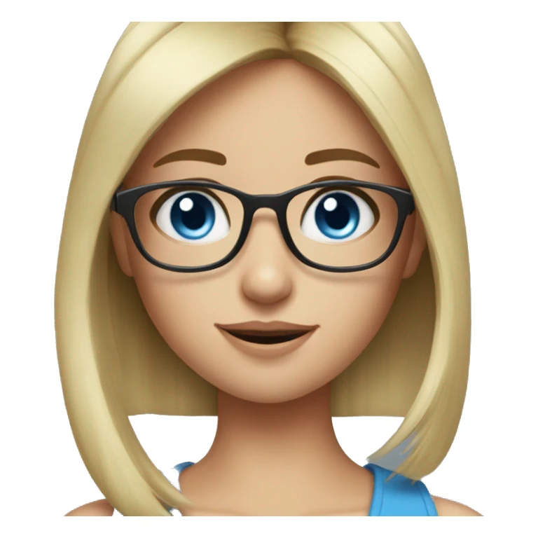 Please take off the glasses and give the girl bangs and blue eyes sticker