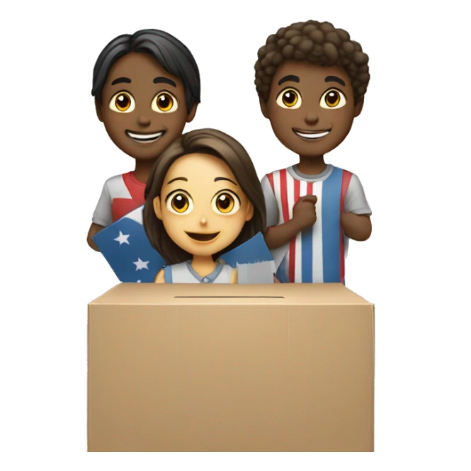 smiling girls and boys together to vote sticker