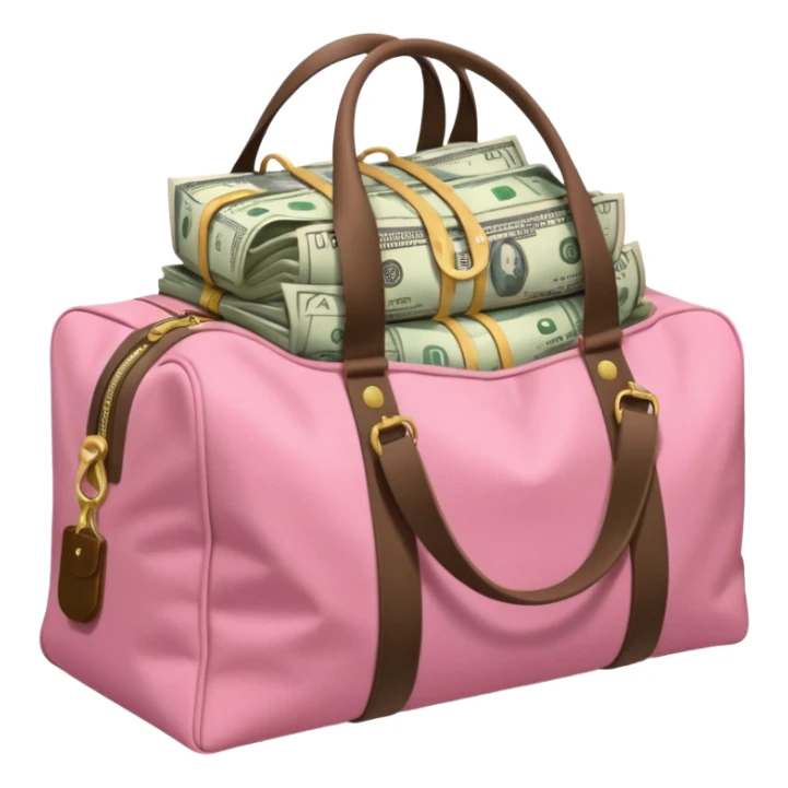  a pink duffle bag filled to the brim with cash sticker