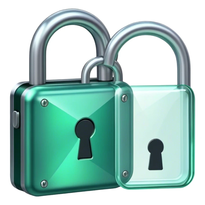 Holographic and glassmorphic dark green lock sticker