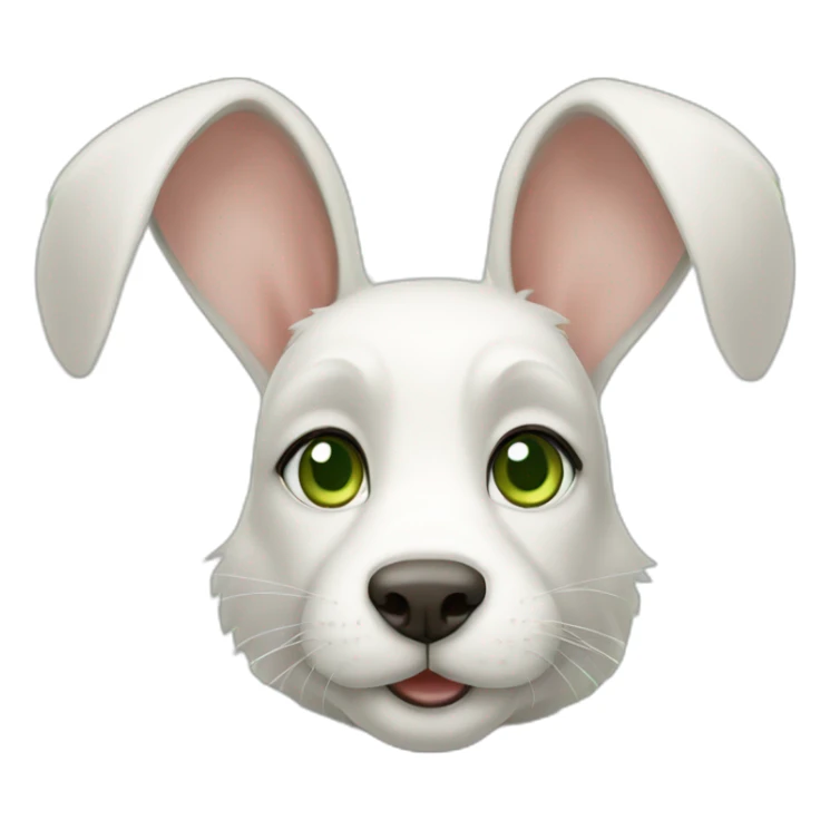 rabbit with dog mix, with green eyes, bege and white sticker