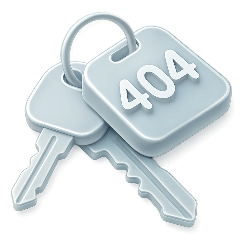 A set of 3D rendered car keys with a distinctive key fob displaying "404" - suggesting you can't start/access what you're looking for, but EuroHub has the keys to help you find the right page. sticker