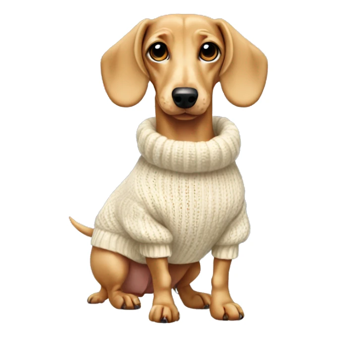 cream dachshund in sweater full body sticker