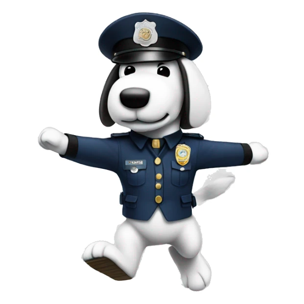 Snoopy jumping wearing a police uniform  sticker