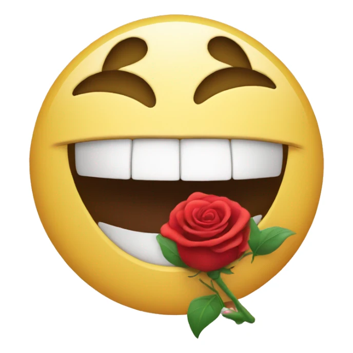 Emoji smiling with rose in mouth sticker