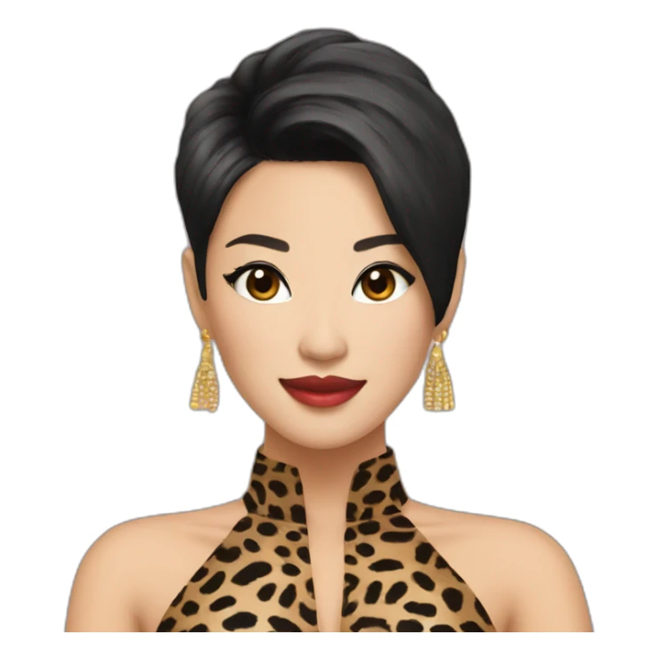 thai female singer in leopard costume short hairstyle sticker