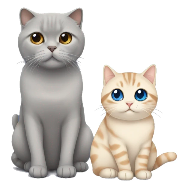 Grey Scottish fold sitting together with beige cat with blue eyes  sticker