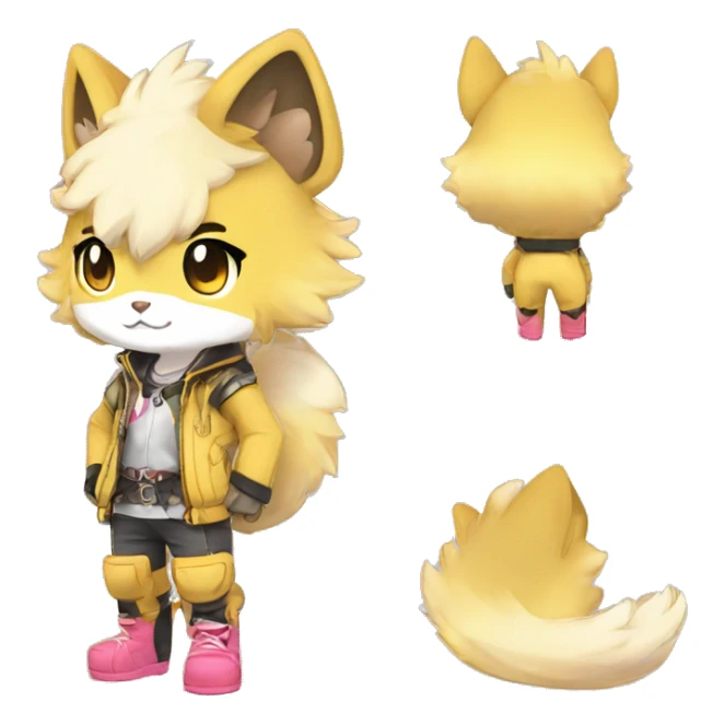  High quality Cute Cool Kawaii edgy Pretty Chibi Fur-Sona Shiny Colorful Sparkly Fakemon Full Body sticker