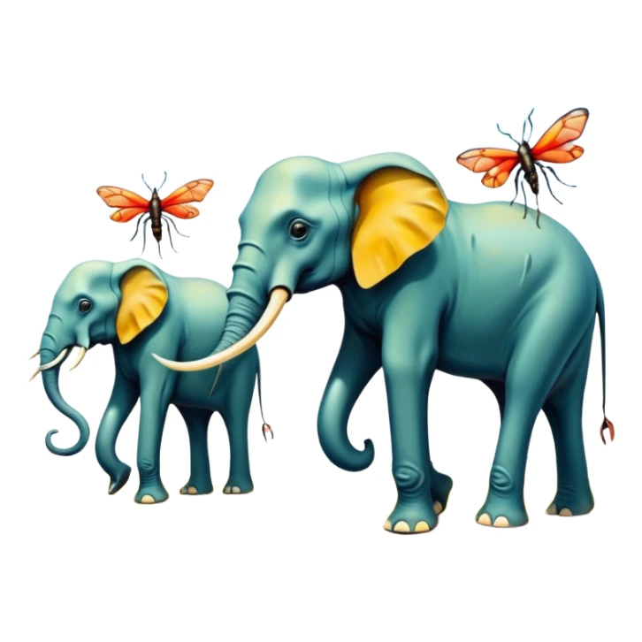 spam land surreal dali style melting landscape - mystical surreal elephants with long legs like insects - from Salvador Dali's paintings with long legs like insects sticker