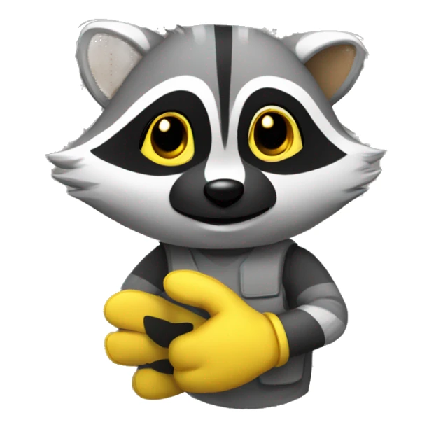 raccoon in yellow gloves sticker