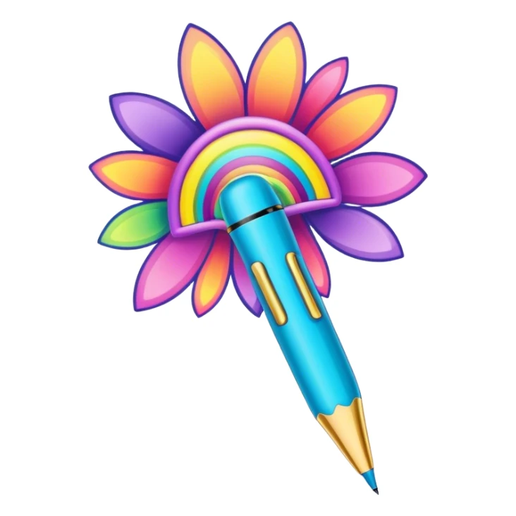 3D, psychedelic colored pen, hippie style sticker