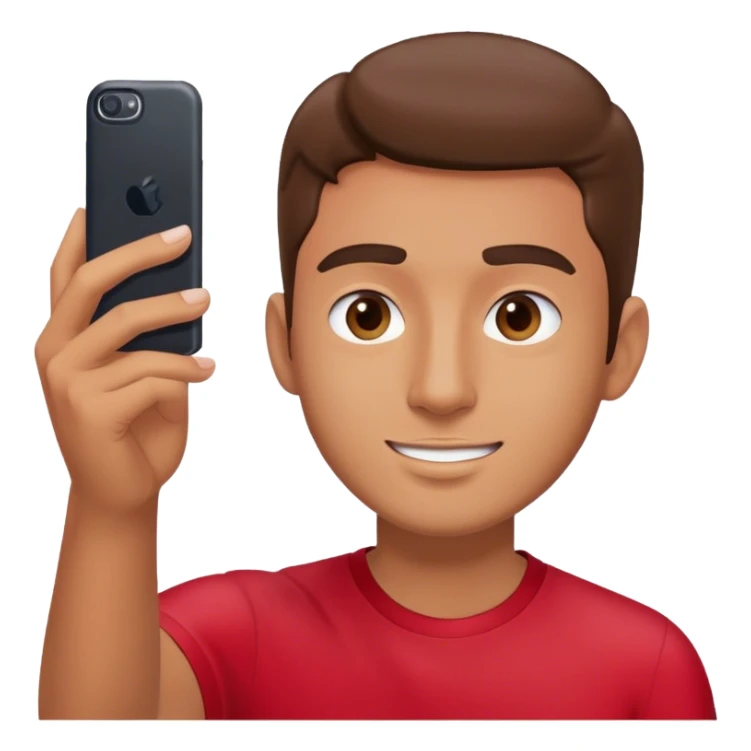 male portrait with red shirt taking a selfie  sticker