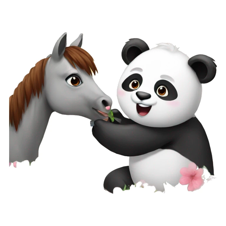 Panda give flower to horse sticker