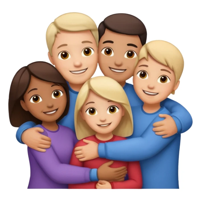 family of 5 hugging each other sticker