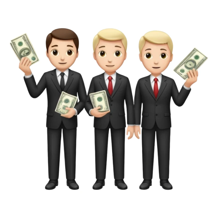 Two men in suits handing over money sticker