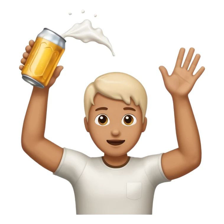 throwing beer can with the arm up in the air with spills from the can sticker