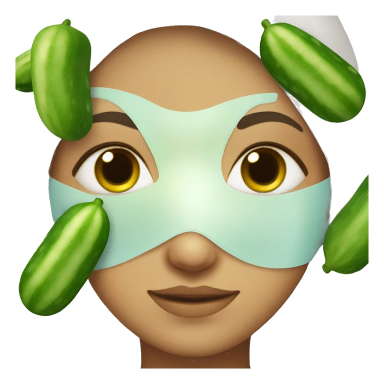 girl with face mask and cucumbers on her eyes sticker