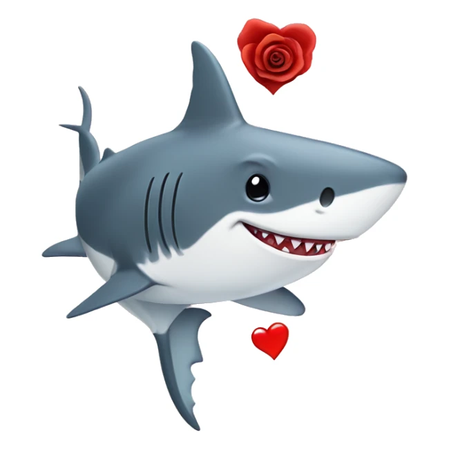 A happy shark with a heart and rose sticker