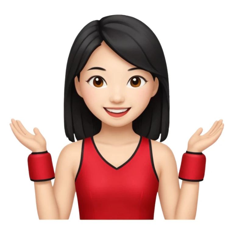 red cheer leader dress, asian sticker