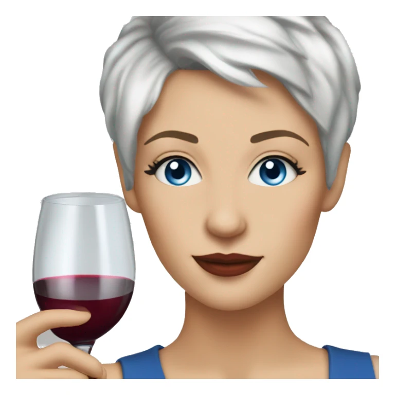 White woman blue eyes short pixie hair Drinking wine sticker